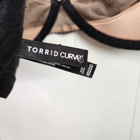 Torrid Curve Black Lace Unpadded Womens Bra 40DDD 40F Underwire - Picture 6 of 6